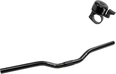 Obrázok produktu pre M-WAVE riadidlá na bicykel riadidlá touring 600 mm hliník v čiernej farbe vrátane 1 zvončeka na bicykel