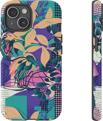 Produktbild von Buntes Blumenmuster mit abstraktem Design – Hülle Kompatibel mit iPhone 15