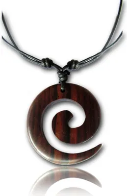 Produktbild von viva-adorno Halskette Holzanhänger Baumwollband Surfer Kette Länge verstellbar HK31,D2 Spirale