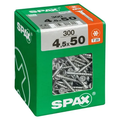 Immagine prodotto di Set 300 viti SPAX Torx in acciaio a testa svasata, Diam.4,5 mm x L.50 mm