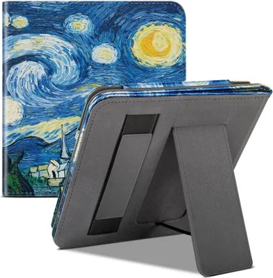 Produktbild von Case2go - Hülle kompatibel mit Tolino Epos 2 - Kunstleder Case - 8 Zoll - Auto/Wake-Funktion - Mit Handschlaufe - Sternenhimmel