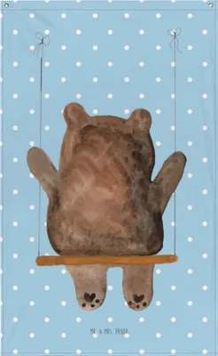 Produktbild von Mr. & Mrs. Panda Wandteppich Bär Schaukel - Blau Pastell - Geschenk, Wandbanner, Teddy, Verlust Trauer Trauergeschenk Traurig Trösten Trost Liebeskummer Liebe Verliebt