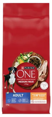 Produktbild von PURINA ONE MED/MAX Adult Hühnchen & Reis Hundefutter, Hühnchen und Reis, 12 kg