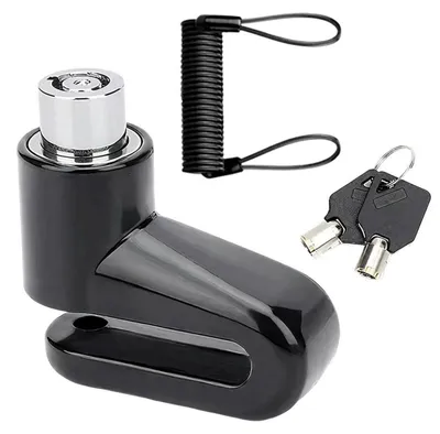 Immagine prodotto di Blocco disco freno per motocicletta, bicicletta o scooter, colore nero, realizzato in lega massiccia di rame e acciaio, con protezione anti-foratura e resistente alle intemperie