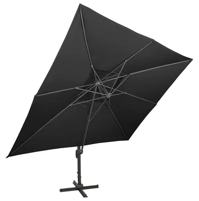 Produktbild von vidaXL Ampelschirm mit Doppeldach Schwarz 400 x 300 cm