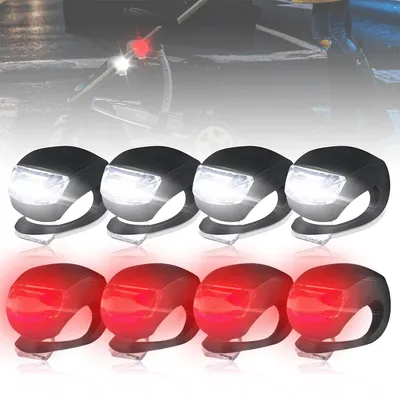 Produktbild von 8 Stück LED Kinderwagen Beleuchtung, Silikon Kinderwagen Lichter Wasserfest,Sicherheitslicht Set Mit 3 Lichtfunktionen,Klippbare Tragbare Warnlichter