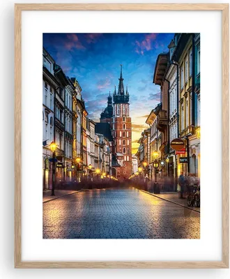 Produktbild von Gerahmtes Poster - Rahmen in heller Eiche - Krakau Kirche Mariacki - 40x50 cm - Wand Bild - Wanddeko - Wandbilder - Kunstposter - Wandposter - Bilderrahmen - Bilder - Kunstdruck - P2NPA40x50-4722