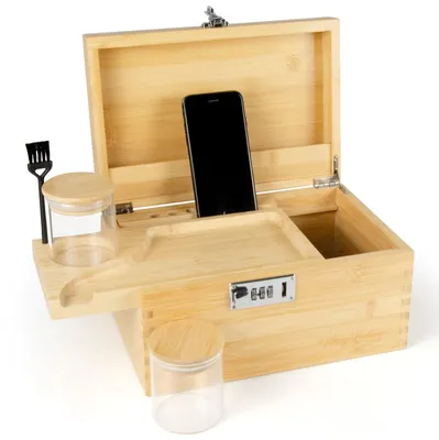 Produktbild von , große Bambus-Aufbewahrungsbox mit Zahlenschloss, Schublade und Zubehör – Dekorative Holzbox | Für Dokumente, Wertsachen, Spielzeug, Werkzeug