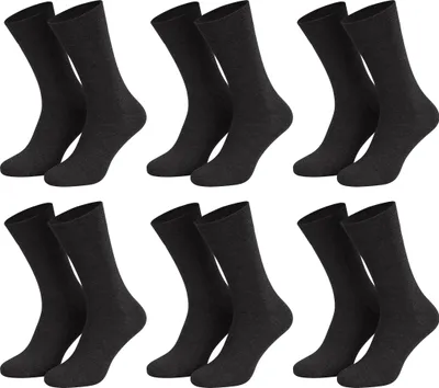 Tobeni Herren Socken 6-er Pack mit Elasthan und Softrand ohne Gummi Anthrazit