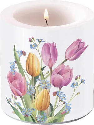Paraffinwachs Kerze mit Tulpenstrauß Design