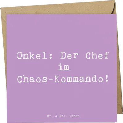 Produktbild von Mr. & Mrs. Panda Grußkarte Spruch Onkel Chef - Lavendeltraum - Geschenk, einzigartige Designs, anlasskarte, Dankeschön, Familie, doppelkarte, Patenonkel, Chaos, Geschenke