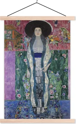 Produktbild von MuchoWow® Textilposter Porträt von Adèle Bloch-Bauer II - Gustav Klimt 120x180 cm mit holzfarbenen Rahmen - Textil-Plakat