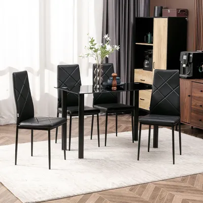 Obrázek produktu pro Jídelní židle - Kuchyňská židle - Židle s vysokým opěradlem - Sada jídelních židlí - Černé židle