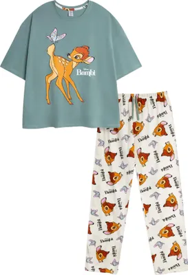 Immagine prodotto di Bambi - Pigiama con pantaloni lunghi da donna, maniche corte NS9383 (M) (Multicolore)