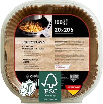 Produktbild von Papier für Airfryer, 100 Stück, 20x20 cm, quadratisch
