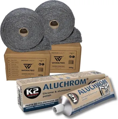 Immagine prodotto di Set per la lucidatura di cromo e alluminio lana d'acciaio 500g + K2 Aluchrom