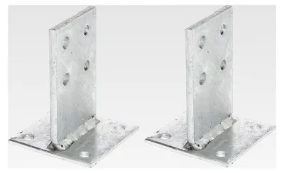 Produktbild von T-Pfostenträger | zum Aufschrauben oder Einbetonieren | feuerverzinkt | Steggröße 130 x 80 mm | 2er Set