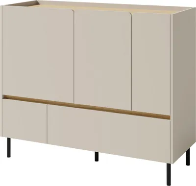 Produktbild von Kommode 120X105X40 Cm Luca Lc8 Sideboard 2 Schubladen 3 Türen Sandbeige/Eiche Geölt