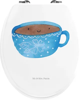 Produktbild von Mr. & Mrs. Panda WC Brille Kaffee Tasse - Weiß - Geschenk, Klodeckel, klo deckel, Glücklich, Lustige Sprüche, WC-Sitz, Klobrille, Sitz, Liebe, Genuss, Geschmack