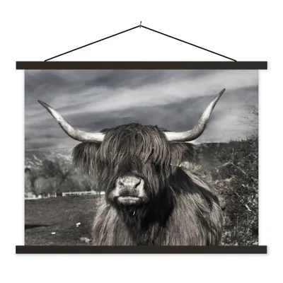 Produktbild von MuchoWow® Textilposter Schottischer Highlander - Tiere - Hörner 150x113 cm mit schwarzem Rahmen - Wohnzimmer