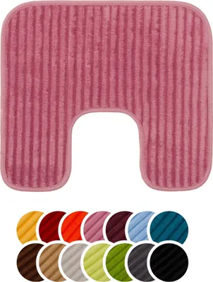 Produktbild von liebling Badteppich mit Anti-Rutsch-Beschichtung aus PVC Noppen & Bügelausschnitt, 100% Polyester, 50 x 45 cm, Fußbodenheizung geeignet, altrosa