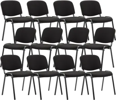 Produktbild von CLP 12er Set Besucherstuhl Ken Stoff stapelbar und mit gepolsterter Rückenlehne schwarz