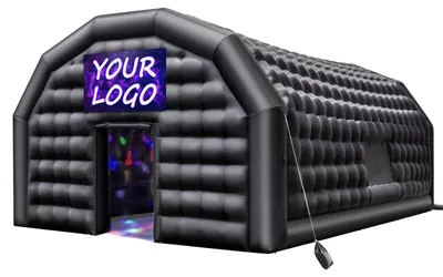 Image de Tente de réception gonflable VEVOR 9x6x4 m, tente cube pour discothèque, pavillon tente de mariage avec soufflerie 1100 W, sac de sable, 2 fenêtres pour événements, anniversaire, mariage, noir