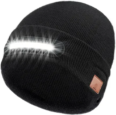 Produktbild von LED-Mütze, uni - Gestrickte Mütze mit Lichtfunktion - USB-aufladbar - Winter