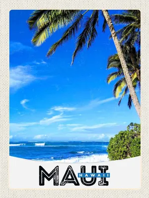 Produktbild von vianmo Holzschild 40x30 cm Maui Hawaii Insel USA Strand Bildmotiv Reisemotiv Amerika