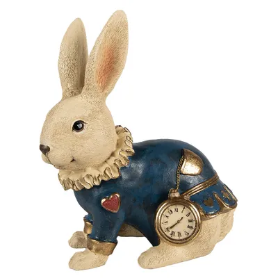Produktbild von Clayre & Eef Figur Kaninchen 29 cm Beige Blau Polyresin