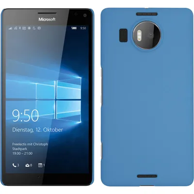 Produktbild von PhoneNatic Case kompatibel mit Microsoft Lumia 950 XL - Hülle hellblau gummiert Hard-case + 2 Schutzfolien