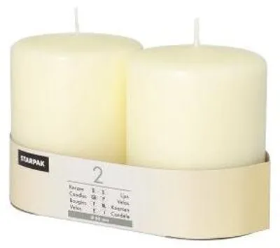 Produktbild von Papstar Stumpenkerzen Ø 80 mm · 100 mm elfenbein "Ivory" mit Flachkopf, 6 x 2 Stück