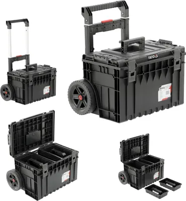 Image de Mallette à outils, mallette de transport d'outils 66 x 64 x 48 cm avec roulettes