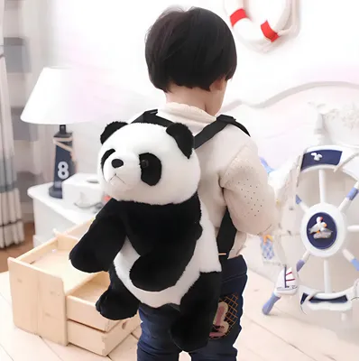 Produktbild von RESTEQ Panda Baby-Rucksack - weicher Plüsch-Rucksack für Kleinkinder