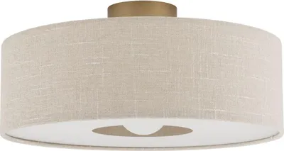 Produktbild von Deckenleuchte Stoff Metall E27 rund Ø 50 cm in Gold gebürstet Creme Modern