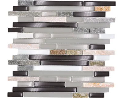 Produktbild von Glasmosaik mit Naturstein XCM MV808 grau/braun 30x30 cm