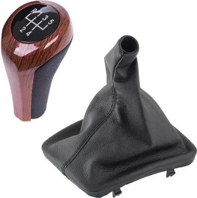Image de Pommeau de levier de vitesse look bois 5 vitesses manchette noire pour BMW Série 3 E46 1998-2005