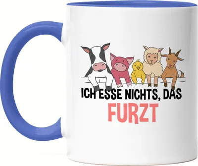 Produktbild von Ich Esse Nichts Das Furzt Tasse Blau Vegan Vegetarier Plant-Based Geschenkidee Tierwohl Tierleid