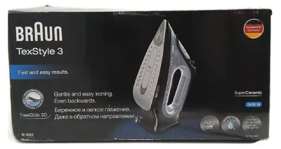 Produktbild von Braun TexStyle 3 SI3055BK, Dampfbügeleisen, Keramik-Bügelsohle, 2 m, 180 g/min, Schwarz, 45 g/min