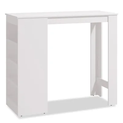 Image de Table haute de cuisine 120x50 cm Table en bois blanc Table de bar Table bistrot Table mange debout Table de comptoir