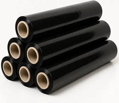 Produktbild von Stretchfolie Schwarz STARK 50 cm 1,2 kg zum Sichern von Paketen DECKEND