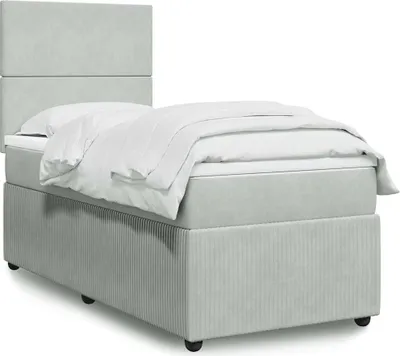 Obrázek produktu pro vidaXL Postel Boxspring s matrací Light Grey 100x200 cm Velvet