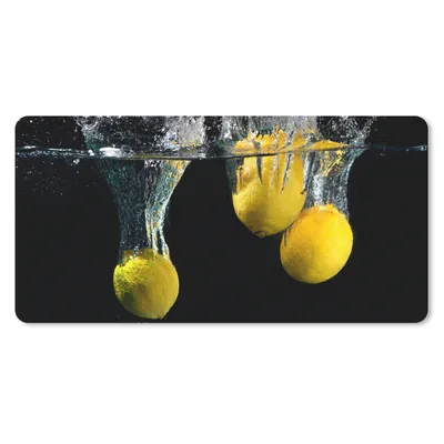 Produktbild von MuchoWow® Schreibtischunterlage Zitrone - Frucht - Stilleben - Wasser - Gelb 80x40 cm - XXL Mauspad - Gaming Mauspad