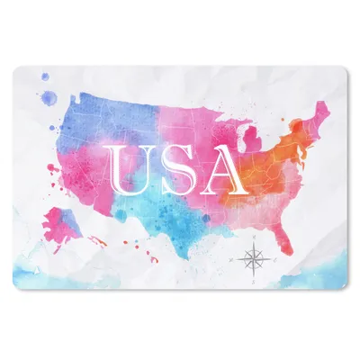 Produktbild von MuchoWow® Schreibtischunterlage Amerika - Weltkarte - Aquarell 60x40 cm - XXL Mauspad - Großes Mauspad