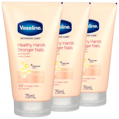 Produktbild von 3x Vaseline Handcreme Healthy Hands&Stronger Nails je 75ml mit Keratin