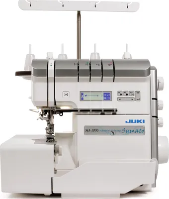Produktbild von Juki MO-3500 Overlockmaschine mit Lufteinfädelung, automatischem Fadenschneider und großem Anschiebetisch