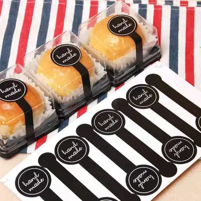 Produktbild von 200 Stück handgemachte Geschenkaufkleber - langes Dichtetikett - Verpackungsaufkleber - Geschenkaufkleber - Scrapbooking - Geburtstag Weihnachten Backen - Hochzeit - Tüten