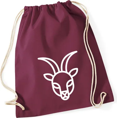 Produktbild von Huuraa Turnbeutel Steinbock Sternzeichen Symbol 12 Liter Burgundy Baumwolle Rucksack Geschenkidee