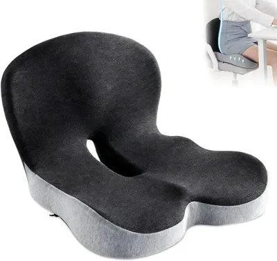 Zdjęcie produktu dla Poduszka siedziskowa - Pianka termoelastyczna - Komfortowe siedzenie - Ergonomiczna konstrukcja - 44 x 42 cm - Ciemnoszary