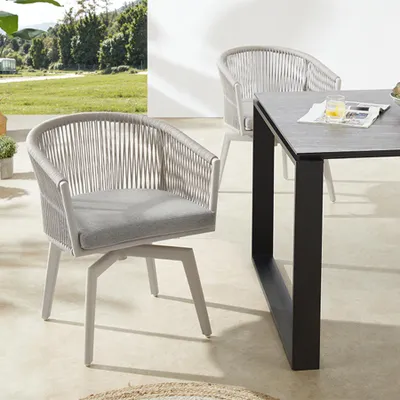 Produktbild von riess-ambiente Drehbarer Stuhl ROPE greige Aluminium Gartensessel inkl. Kissen In- und Outdoor
